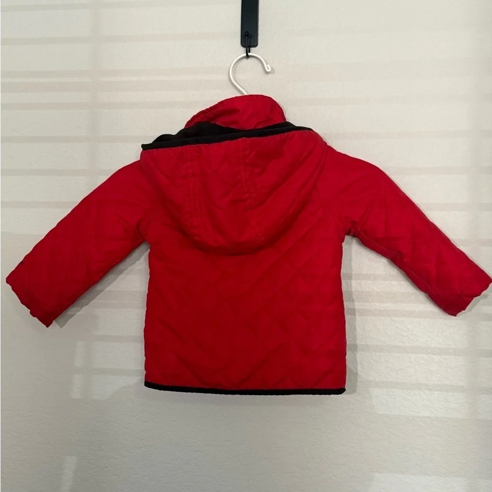 Toddler Girl London Fog Red Quilted Jacket with Hood, size 24 months